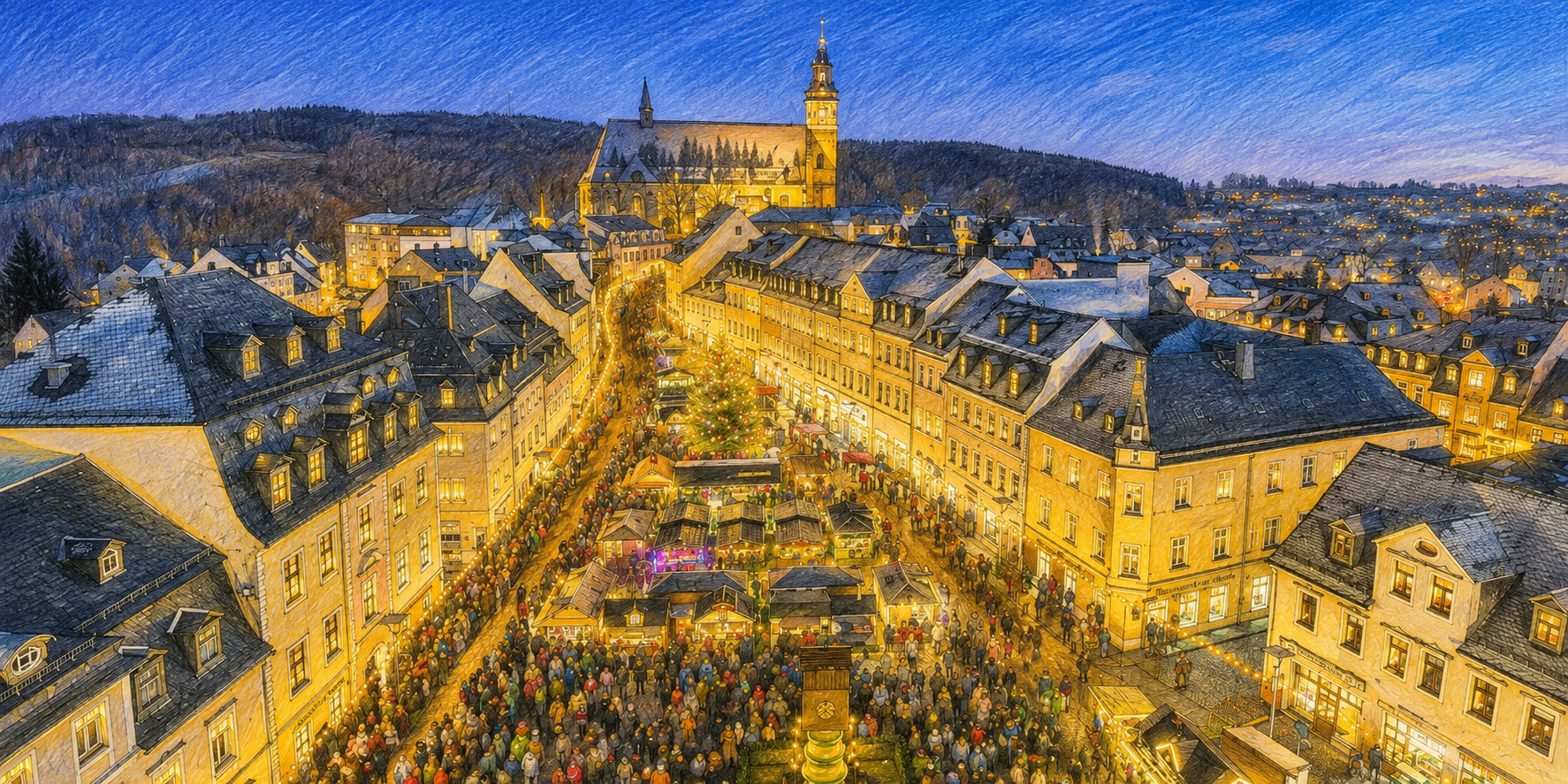 Illustration des Schneeberger Lichtelfests